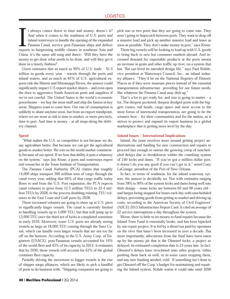 Maritime Logistics Professional Magazine, page 40,  Q2 2014