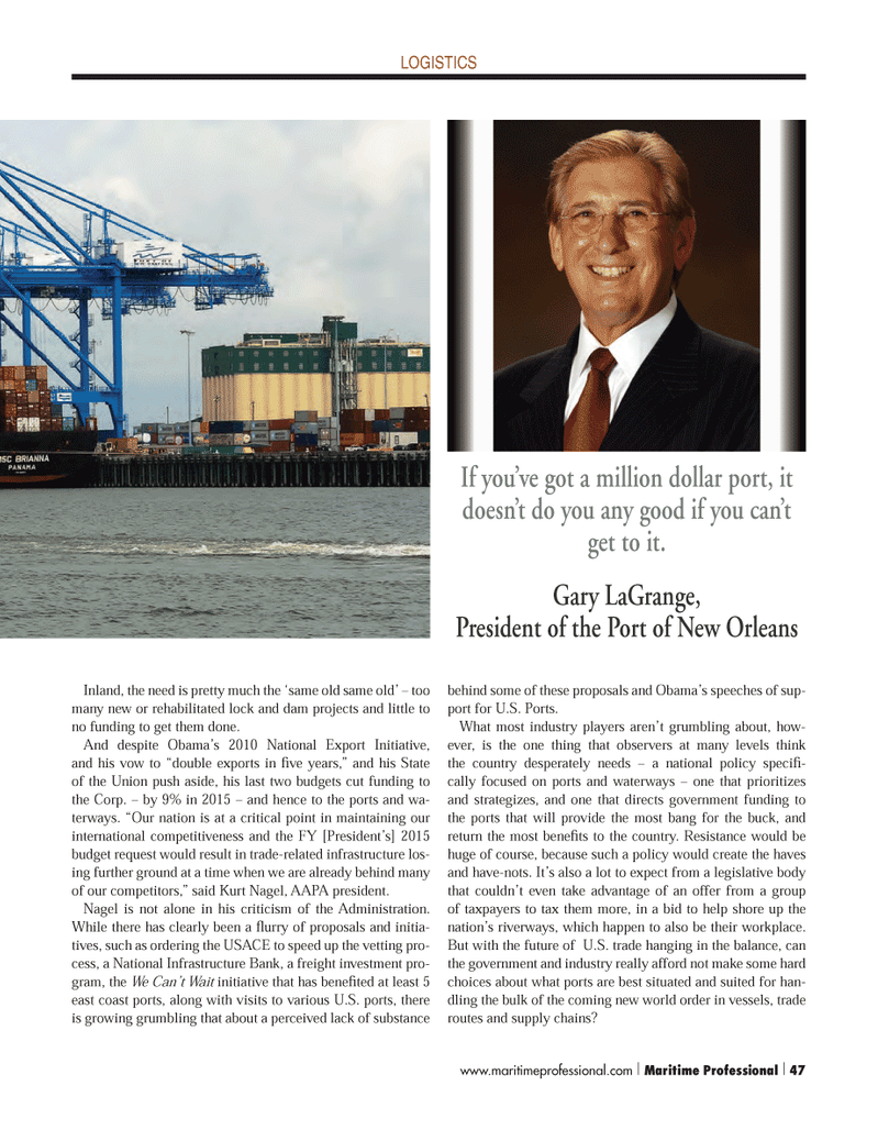 Maritime Logistics Professional Magazine, page 47,  Q2 2014