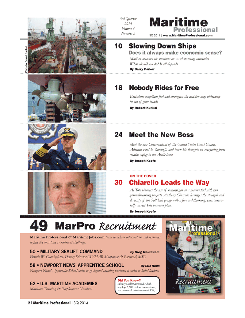 Maritime Logistics Professional Magazine, page 2,  Q3 2014