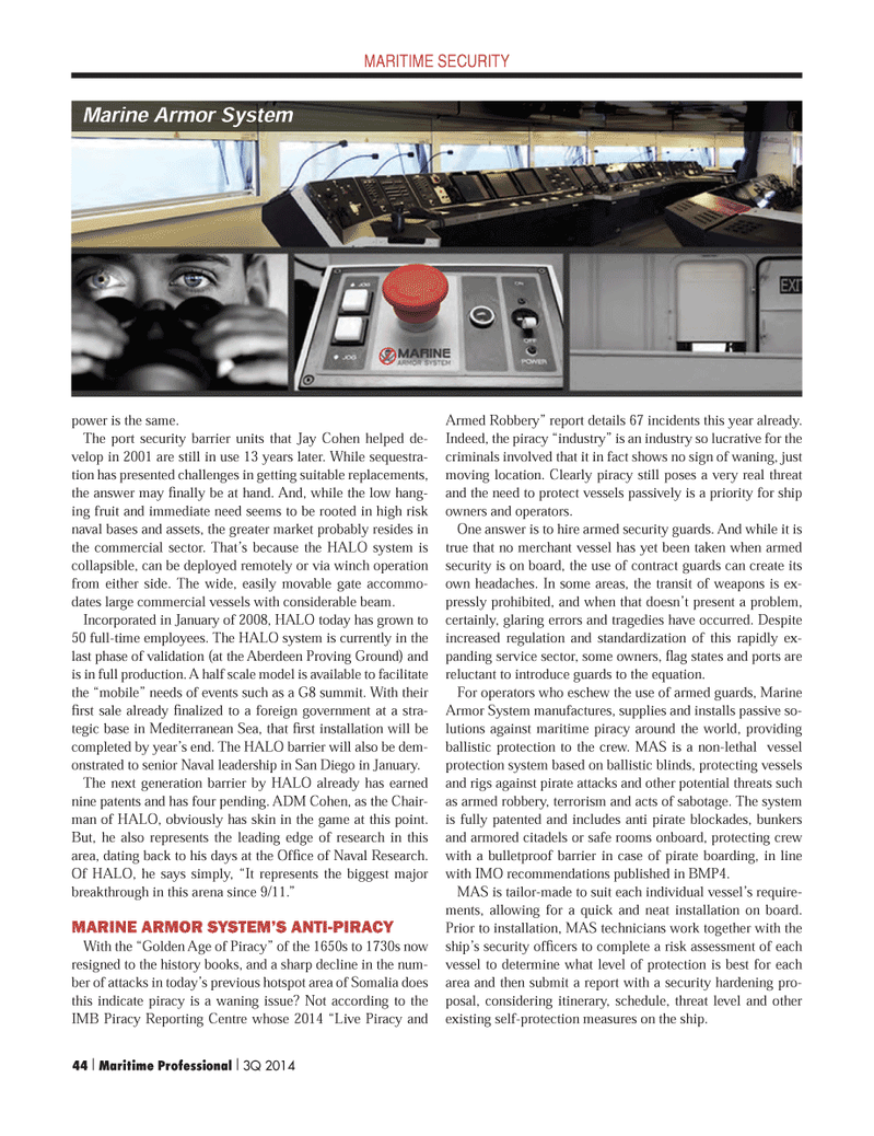 Maritime Logistics Professional Magazine, page 44,  Q3 2014