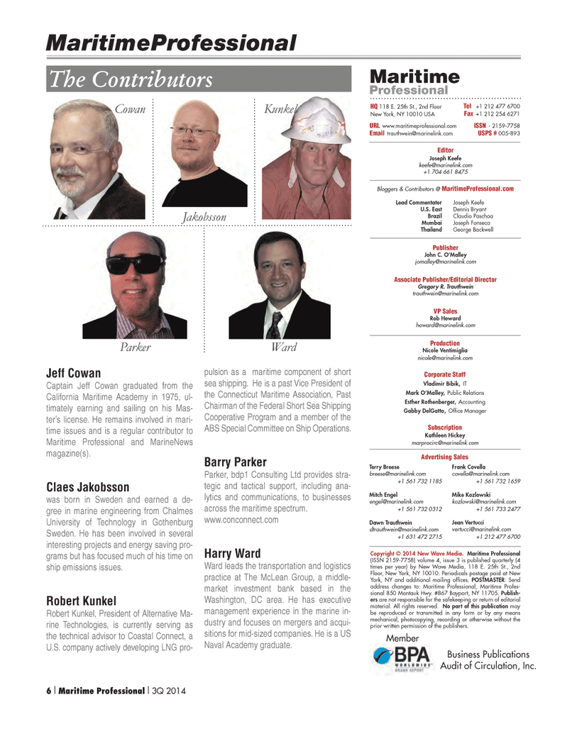 Maritime Logistics Professional Magazine, page 6,  Q3 2014