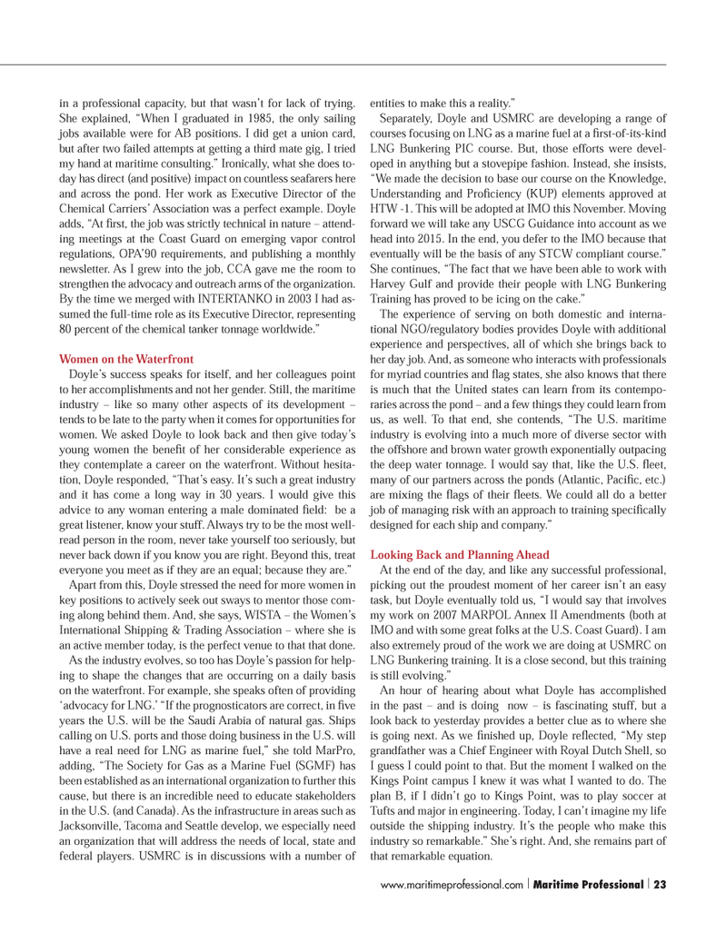 Maritime Logistics Professional Magazine, page 4th Cover,  Q4 2014