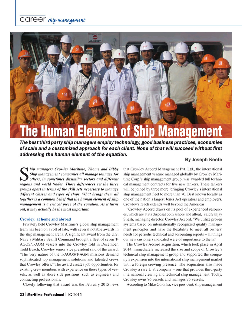 Maritime Logistics Professional Magazine, page 32,  Q1 2015