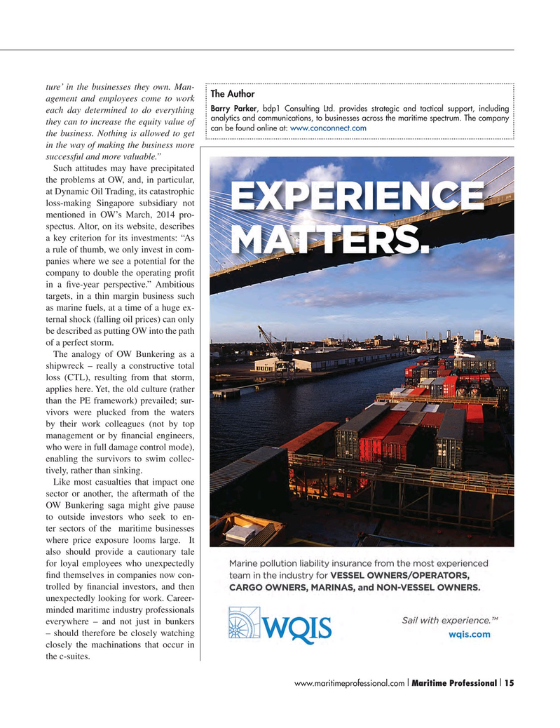 Maritime Logistics Professional Magazine, page 15,  Q2 2015