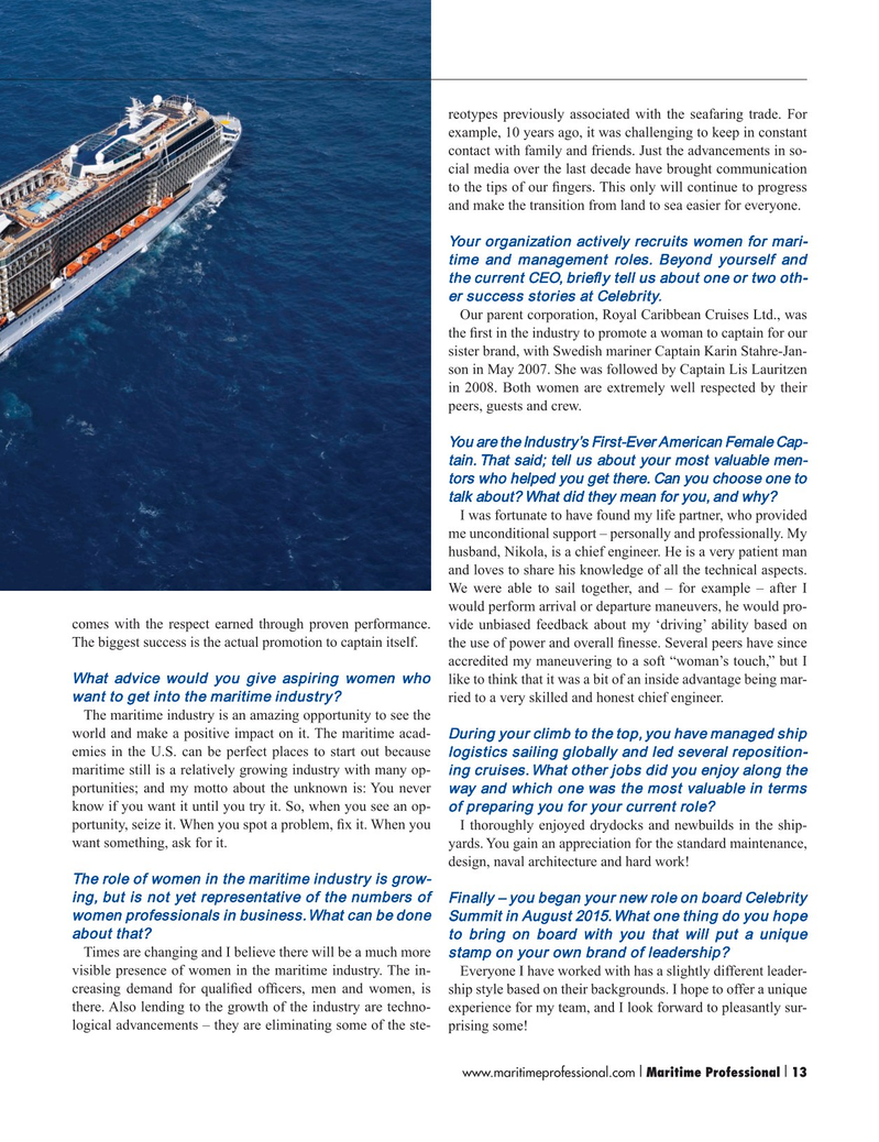 Maritime Logistics Professional Magazine, page 13,  Q3 2015