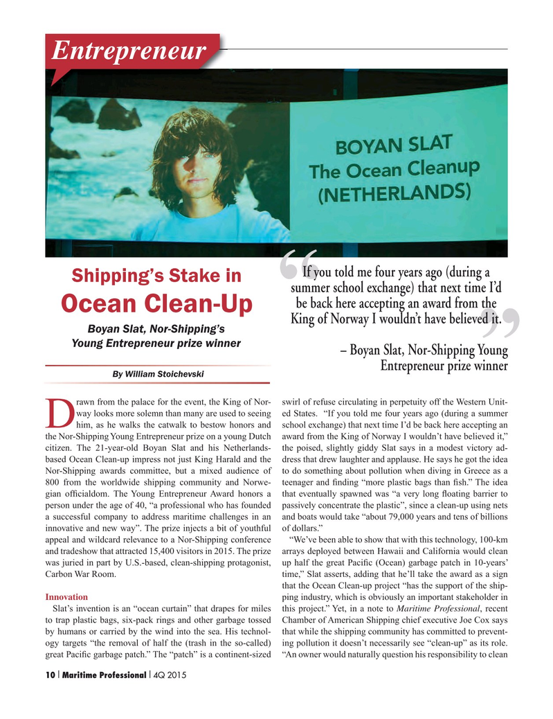 Maritime Logistics Professional Magazine, page 10,  Q4 2015