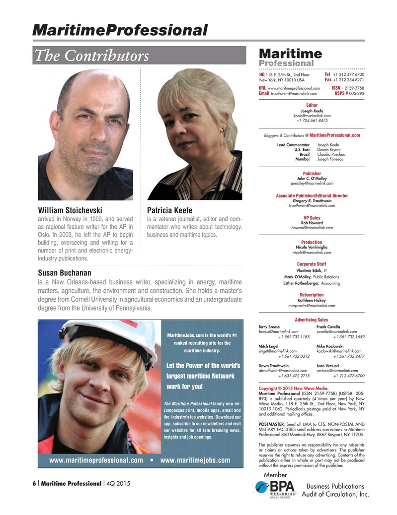 Maritime Logistics Professional Magazine, page 6,  Q4 2015