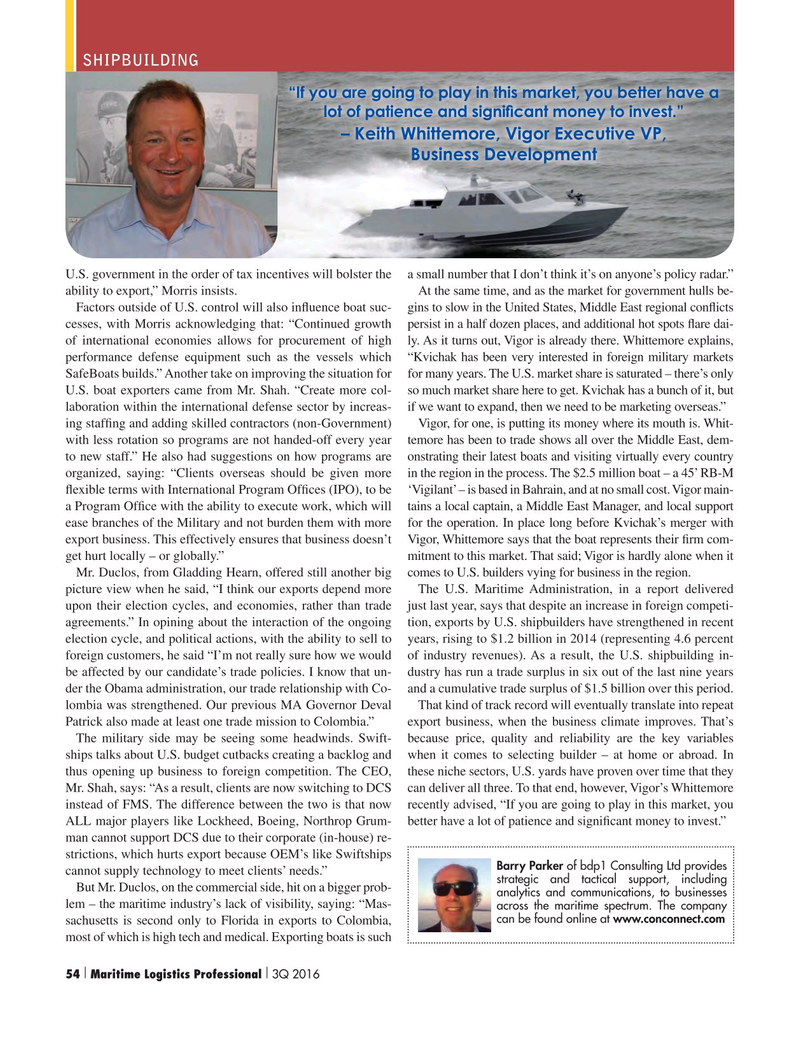 Maritime Logistics Professional Magazine, page 54,  Q3 2016