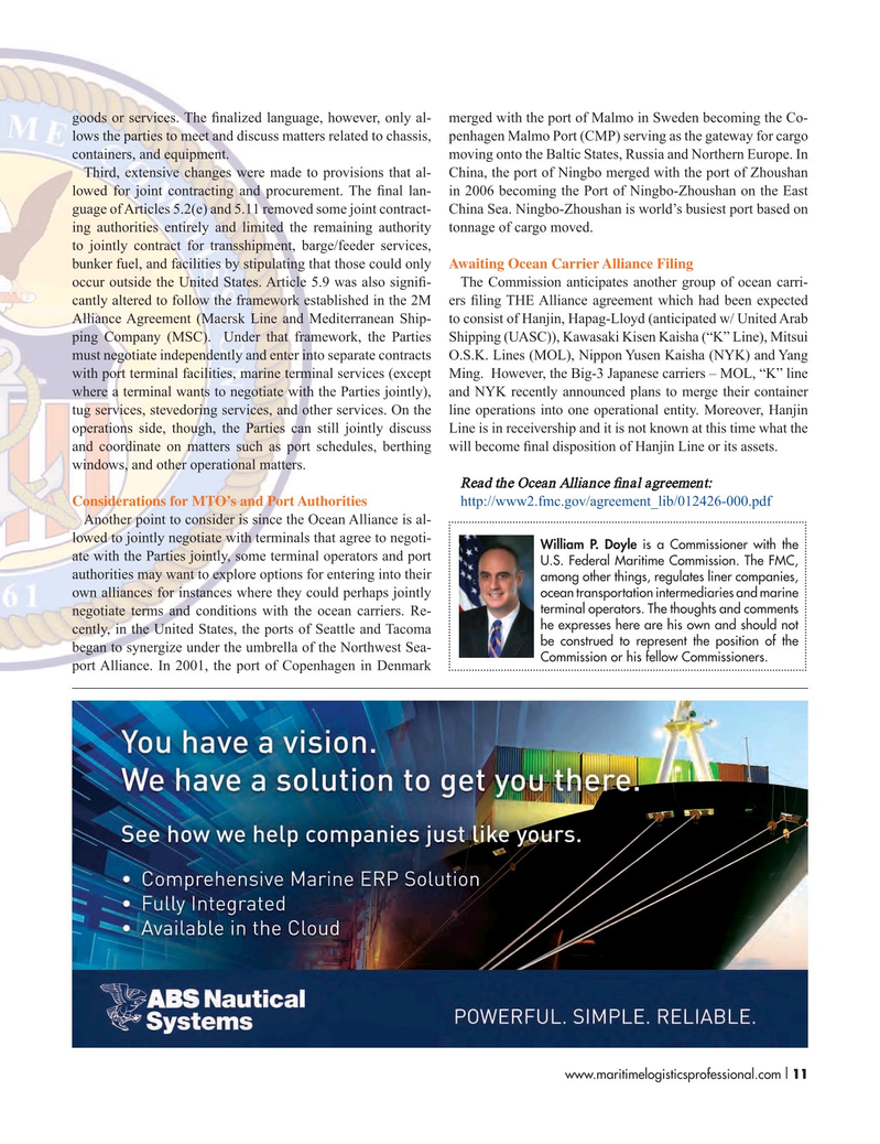 Maritime Logistics Professional Magazine, page 11,  Q4 2016