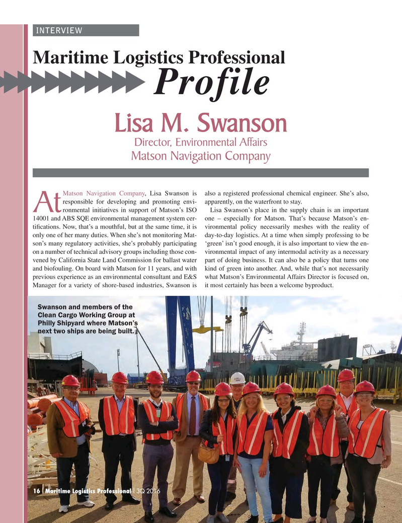 Maritime Logistics Professional Magazine, page 16,  Q4 2016