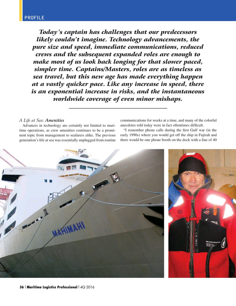 Maritime Logistics Professional Magazine, page 36,  Q4 2016