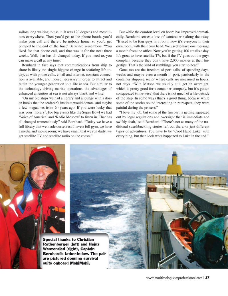 Maritime Logistics Professional Magazine, page 37,  Q4 2016