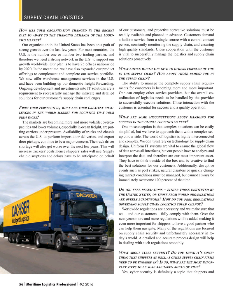 Maritime Logistics Professional Magazine, page 56,  Q4 2016