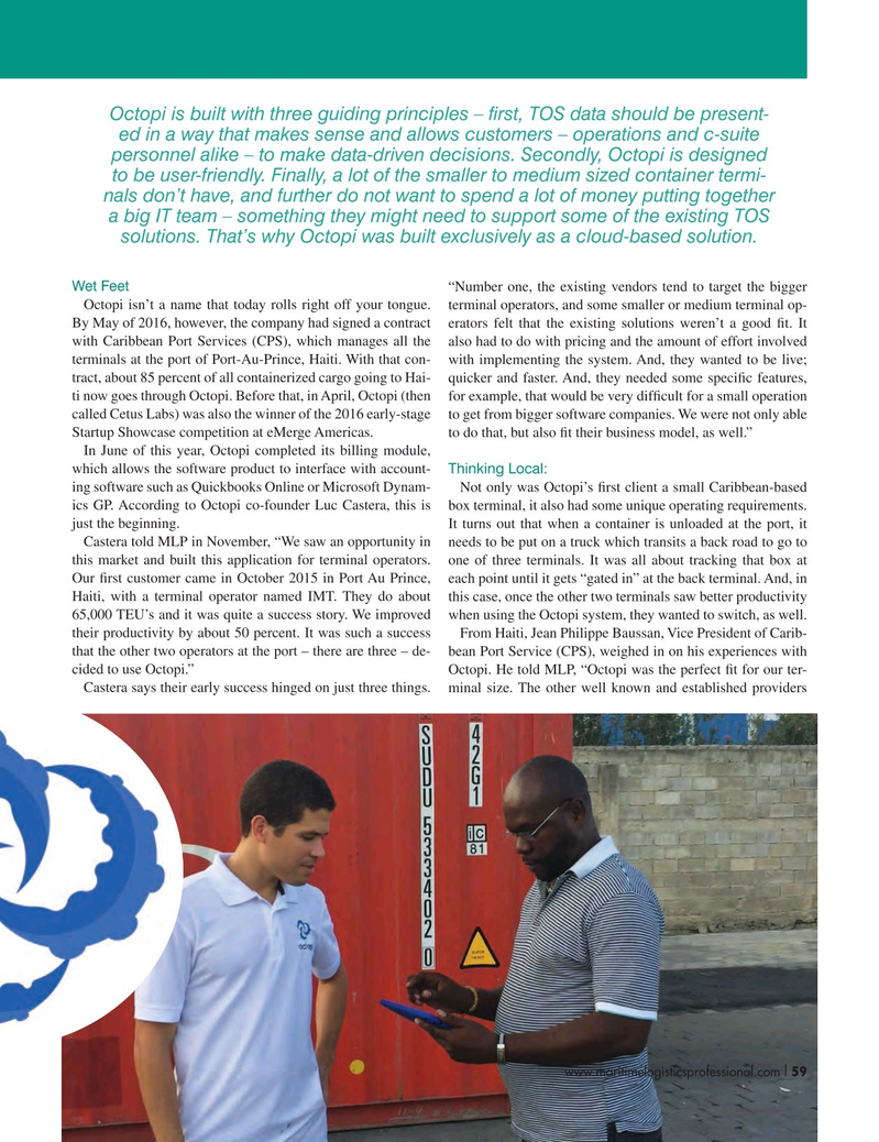 Maritime Logistics Professional Magazine, page 59,  Q4 2016
