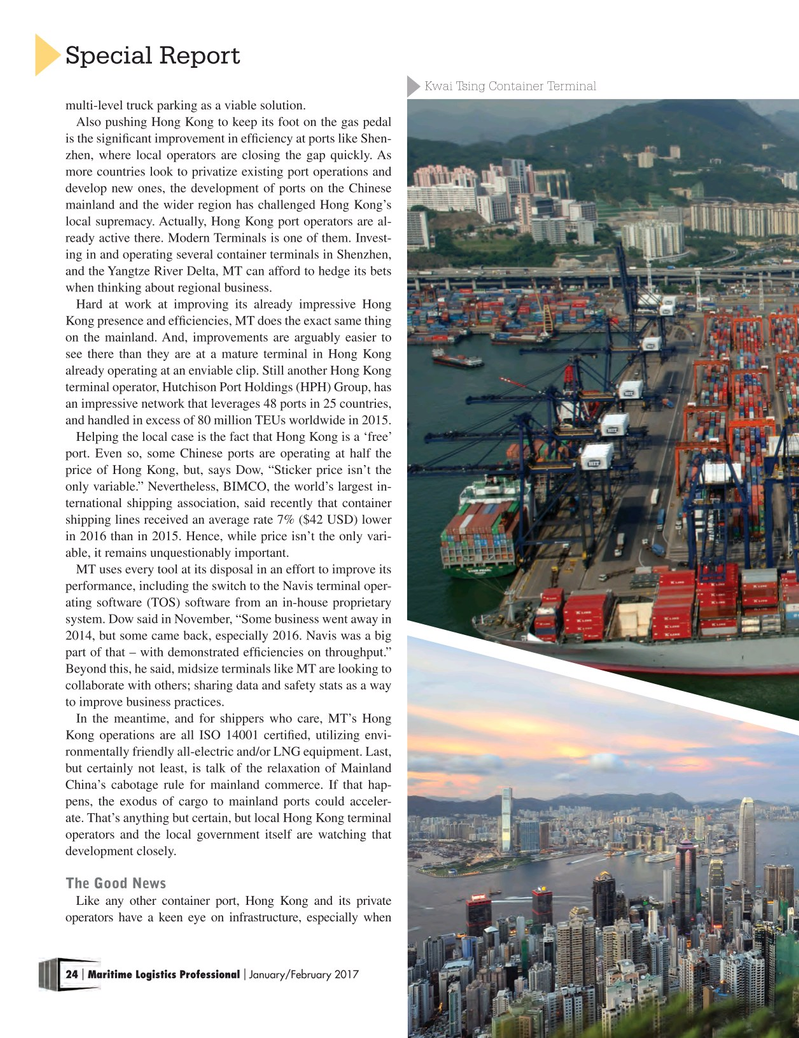 Maritime Logistics Professional Magazine, page 24,  Jan/Feb 2017