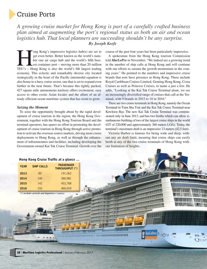 Maritime Logistics Professional Magazine, page 28,  Jan/Feb 2017