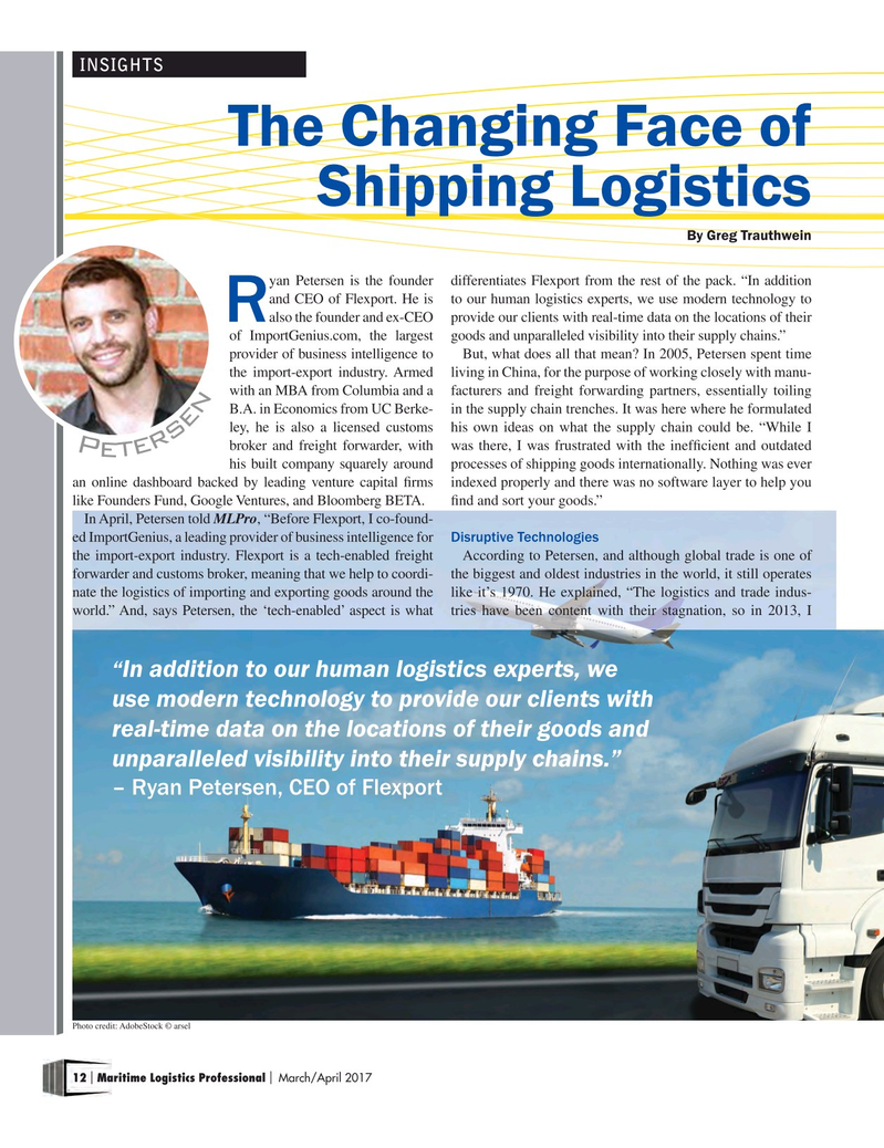 Maritime Logistics Professional Magazine, page 12,  Mar/Apr 2017