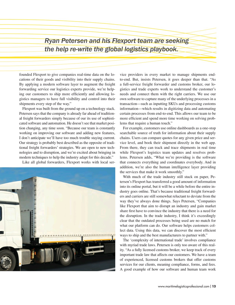 Maritime Logistics Professional Magazine, page 13,  Mar/Apr 2017