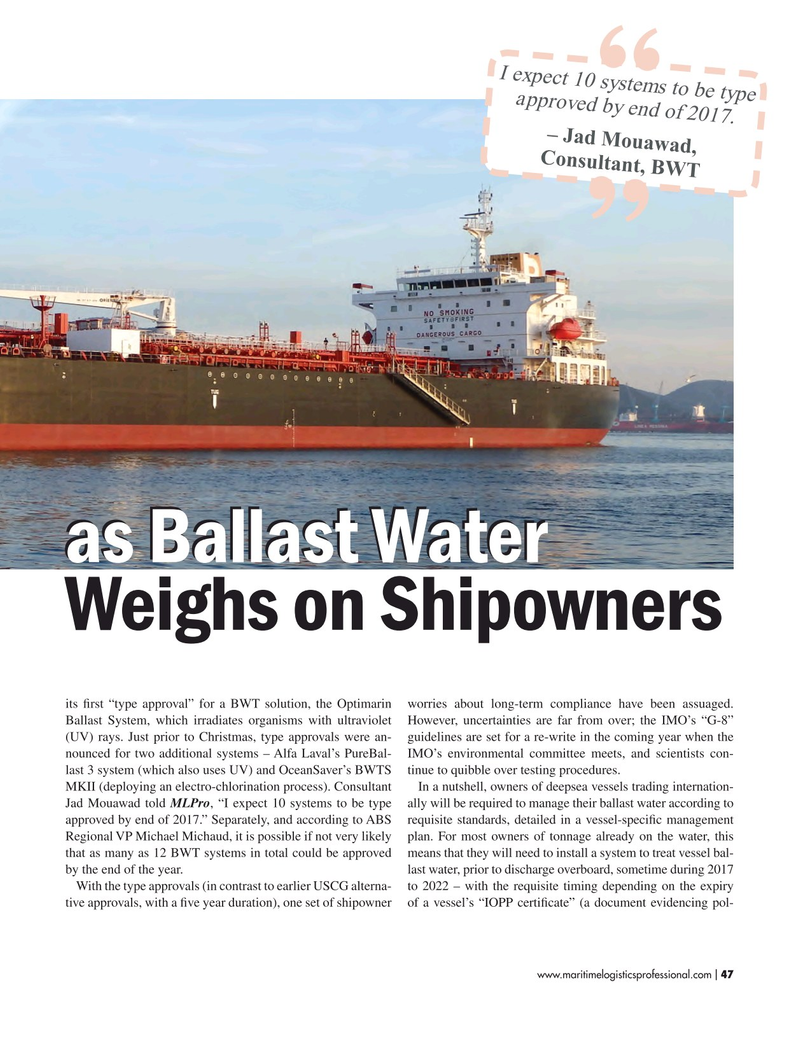 Maritime Logistics Professional Magazine, page 47,  Mar/Apr 2017