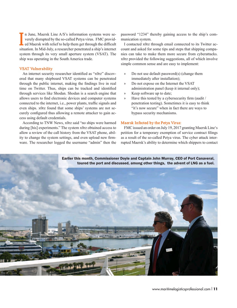 Maritime Logistics Professional Magazine, page 11,  Jul/Aug 2017