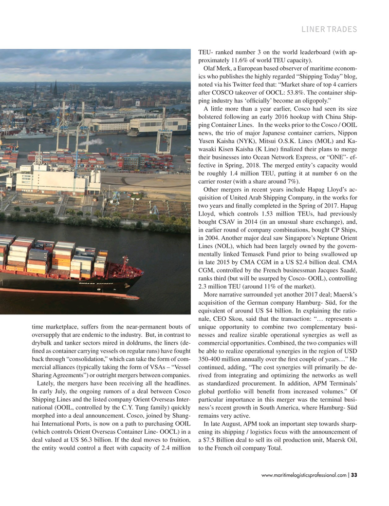 Maritime Logistics Professional Magazine, page 33,  Jul/Aug 2017