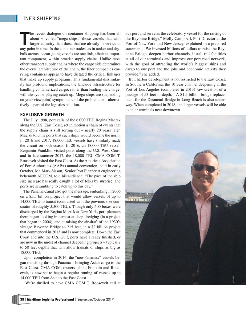Maritime Logistics Professional Magazine, page 38,  Sep/Oct 2017