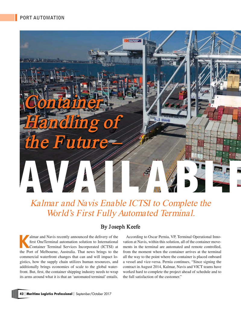 Maritime Logistics Professional Magazine, page 42,  Sep/Oct 2017