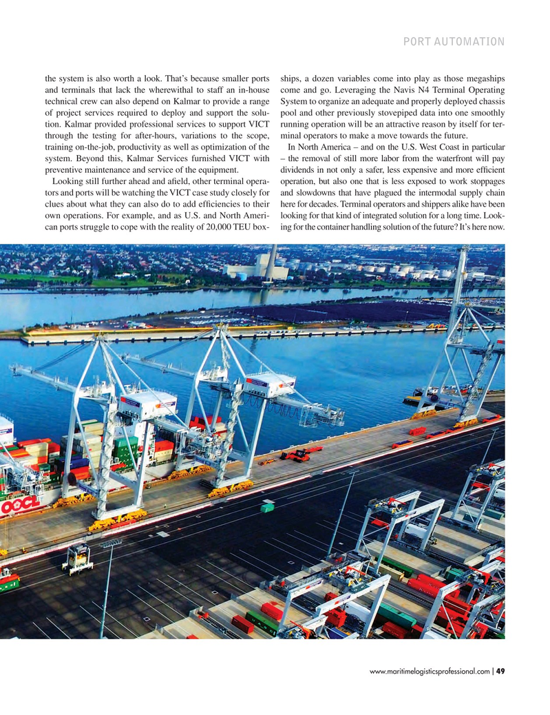 Maritime Logistics Professional Magazine, page 49,  Sep/Oct 2017