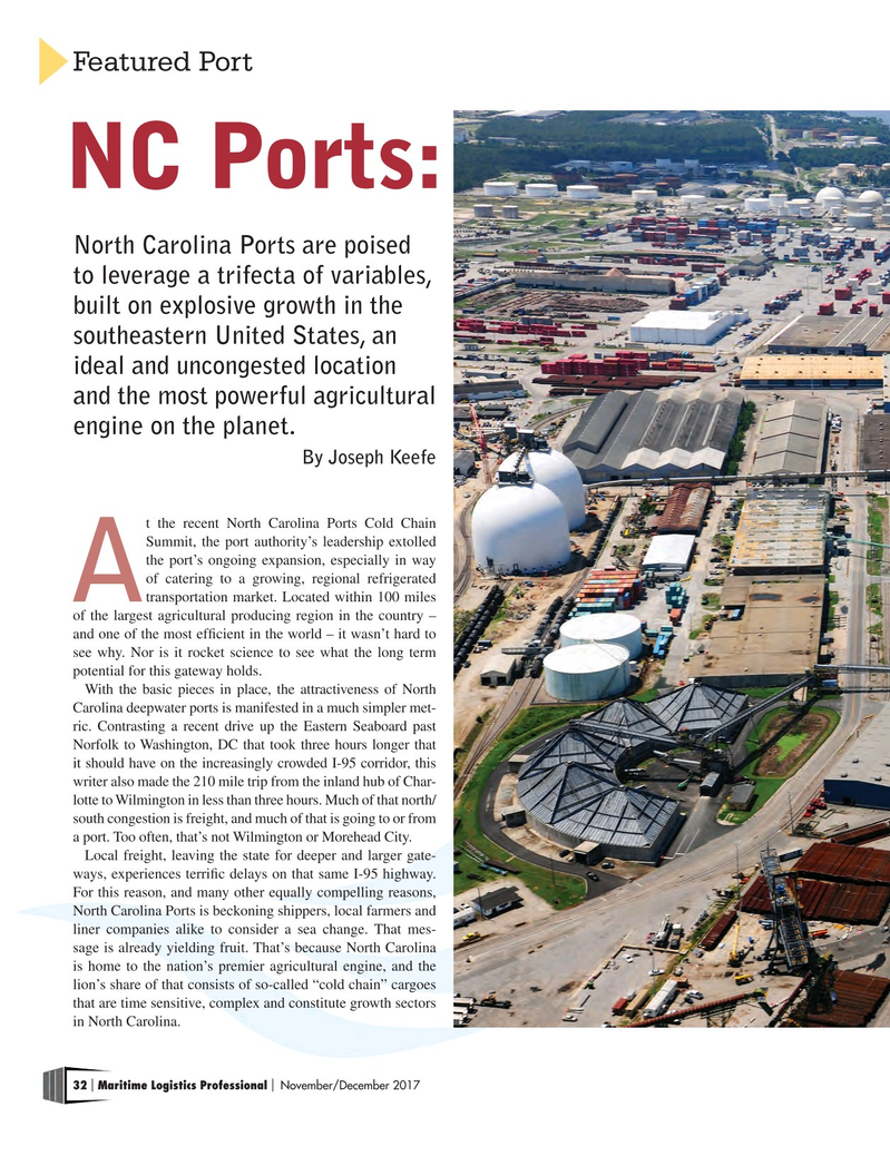Maritime Logistics Professional Magazine, page 32,  Nov/Dec 2017