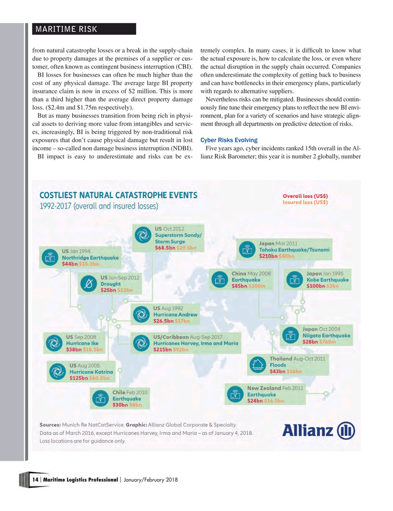 Maritime Logistics Professional Magazine, page 14,  Jan/Feb 2018