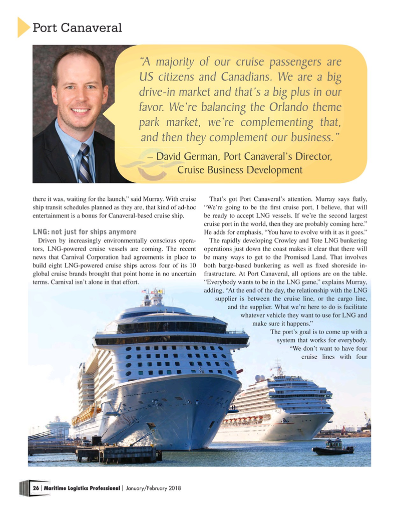 Maritime Logistics Professional Magazine, page 26,  Jan/Feb 2018