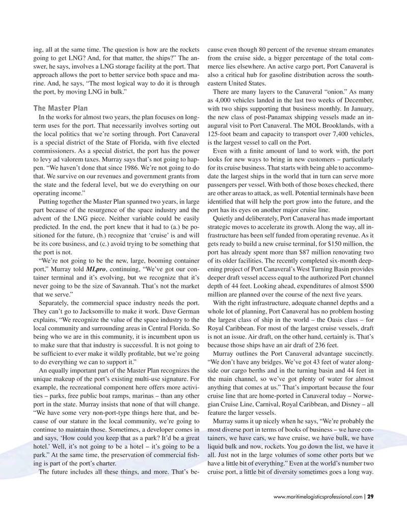 Maritime Logistics Professional Magazine, page 29,  Jan/Feb 2018
