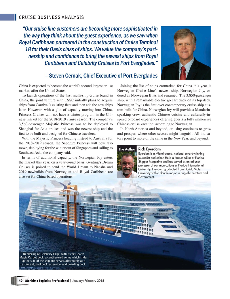Maritime Logistics Professional Magazine, page 40,  Jan/Feb 2018