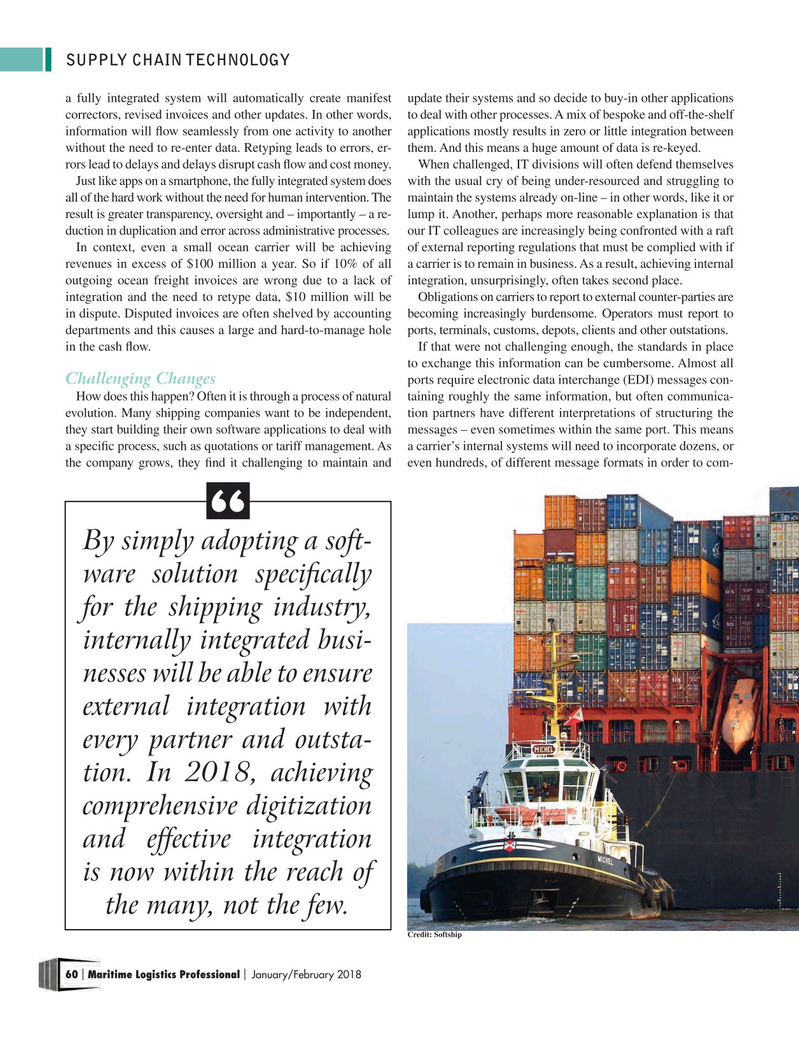Maritime Logistics Professional Magazine, page 60,  Jan/Feb 2018