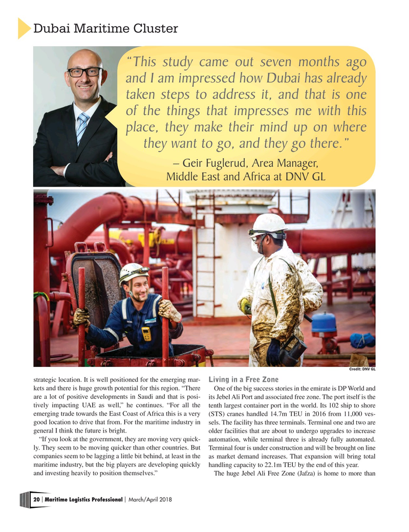 Maritime Logistics Professional Magazine, page 20,  Mar/Apr 2018