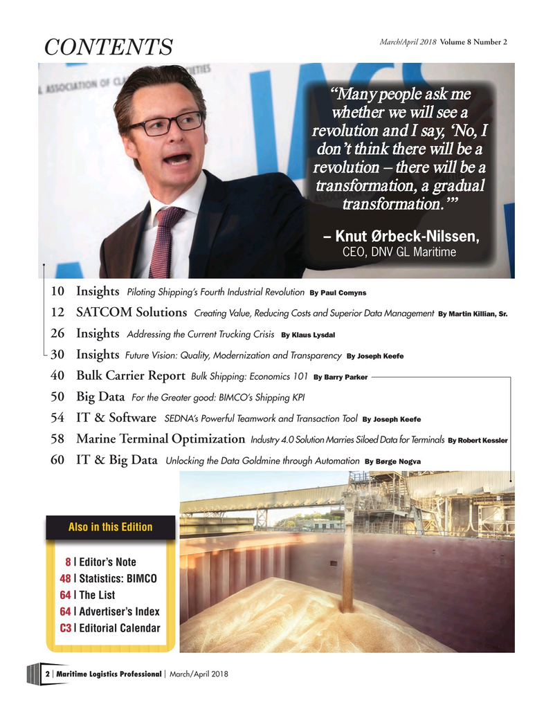 Maritime Logistics Professional Magazine, page 2,  Mar/Apr 2018
