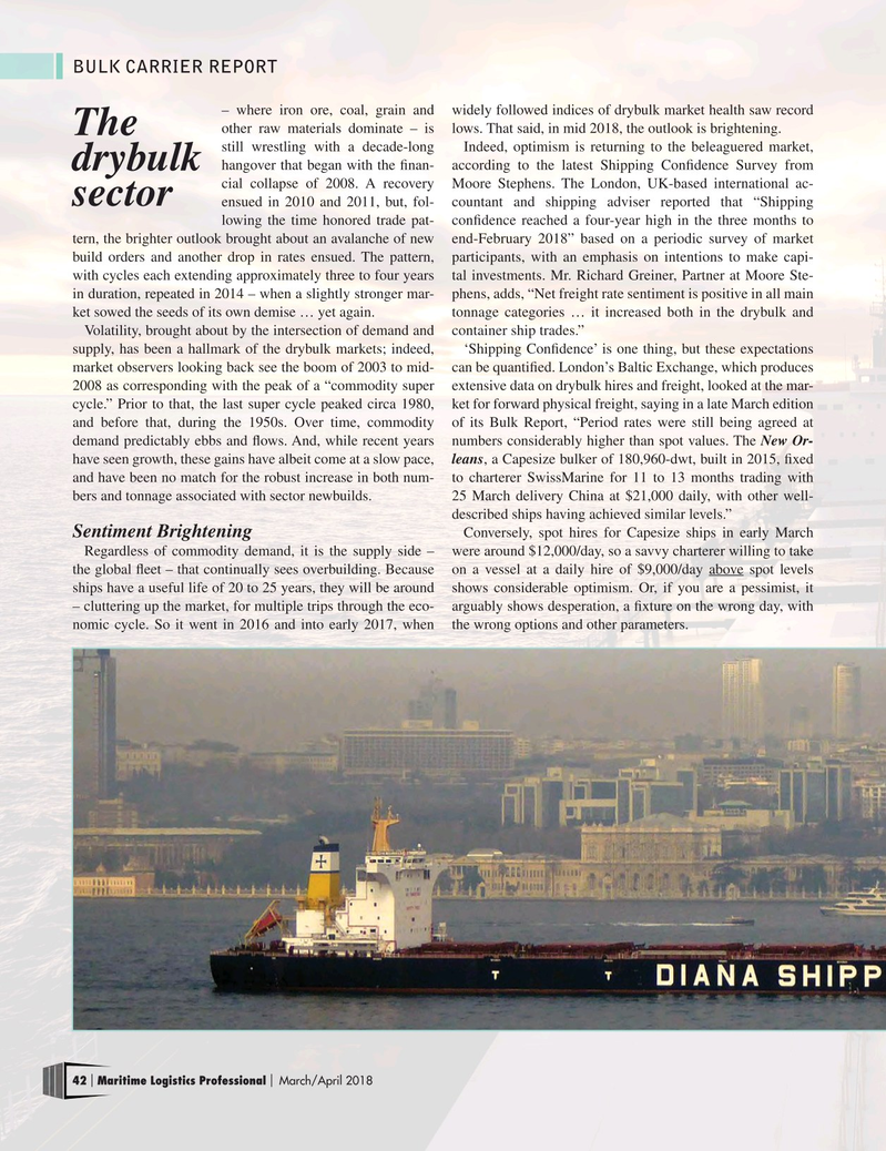 Maritime Logistics Professional Magazine, page 42,  Mar/Apr 2018