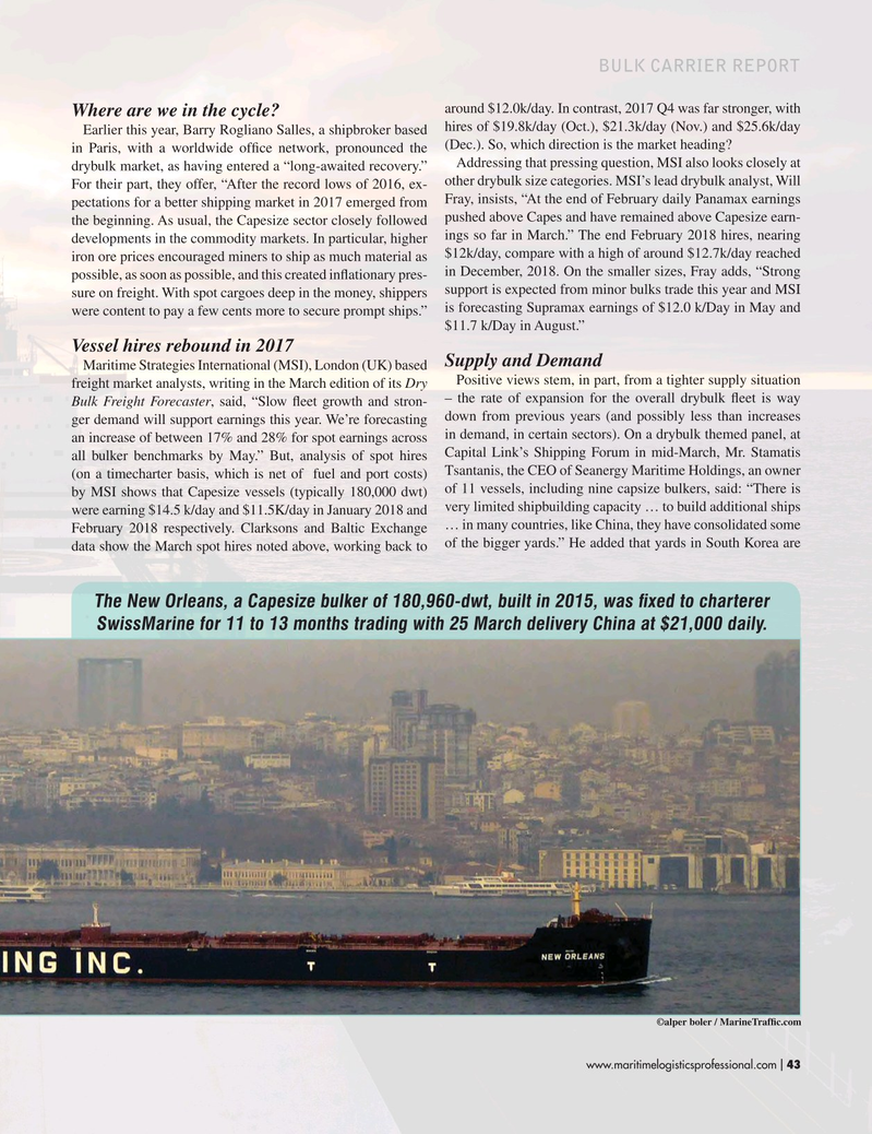 Maritime Logistics Professional Magazine, page 43,  Mar/Apr 2018