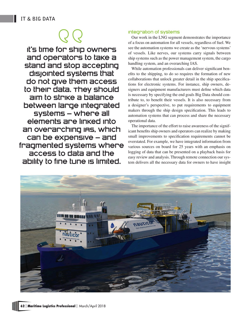 Maritime Logistics Professional Magazine, page 62,  Mar/Apr 2018