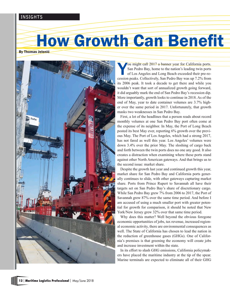 Maritime Logistics Professional Magazine, page 12,  May/Jun 2018