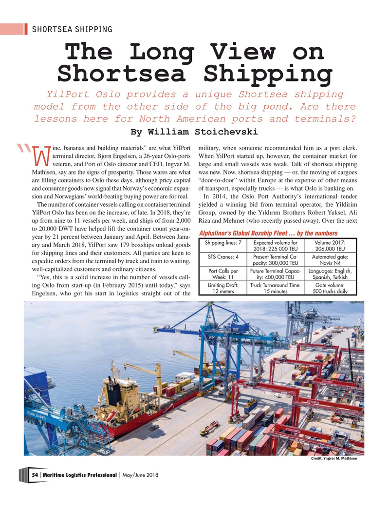 Maritime Logistics Professional Magazine, page 54,  May/Jun 2018
