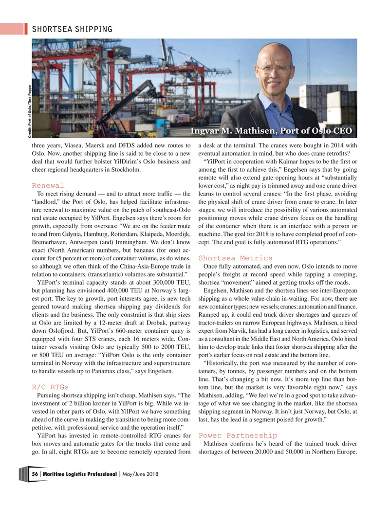 Maritime Logistics Professional Magazine, page 56,  May/Jun 2018