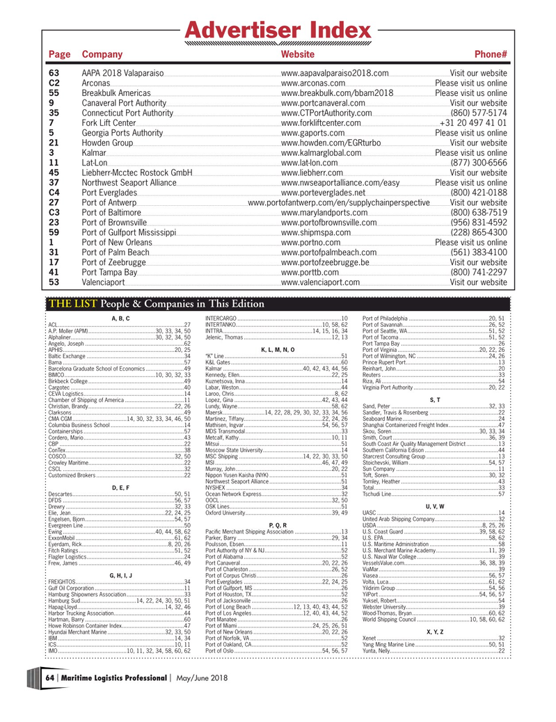 Maritime Logistics Professional Magazine, page 64,  May/Jun 2018