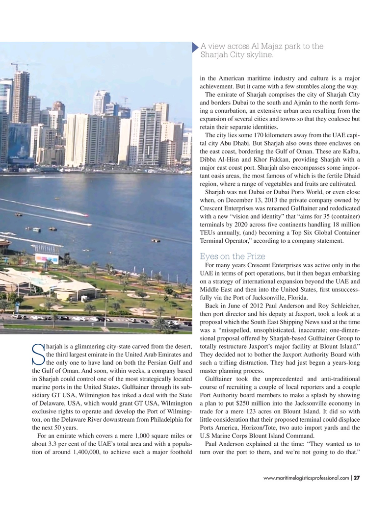 Maritime Logistics Professional Magazine, page 27,  Jul/Aug 2018