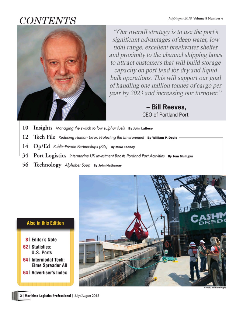 Maritime Logistics Professional Magazine, page 2,  Jul/Aug 2018