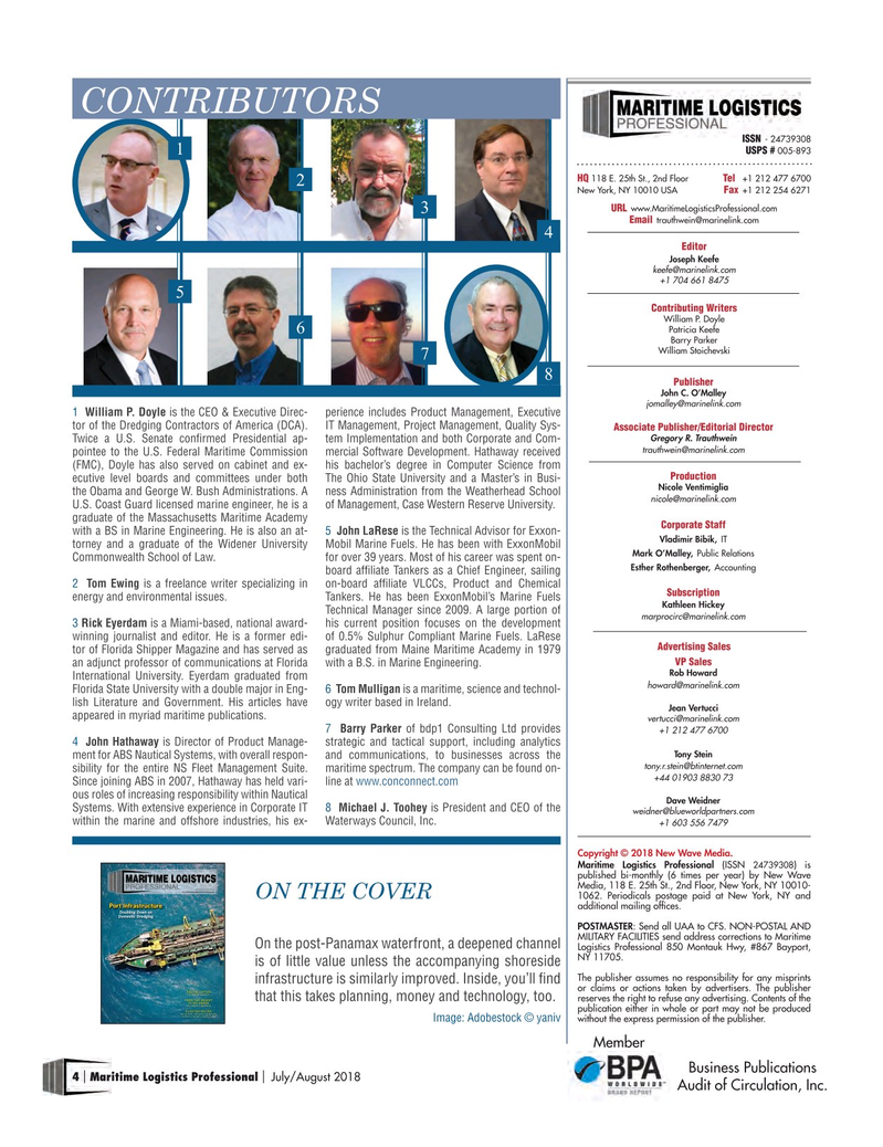 Maritime Logistics Professional Magazine, page 4,  Jul/Aug 2018