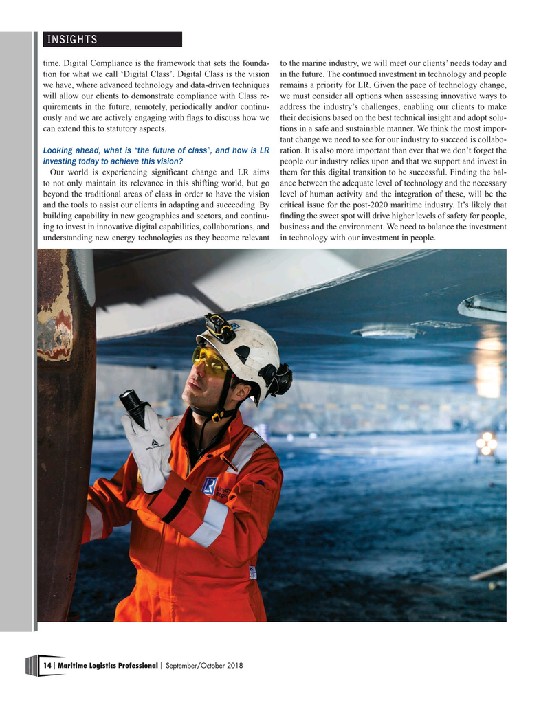 Maritime Logistics Professional Magazine, page 14,  Sep/Oct 2018