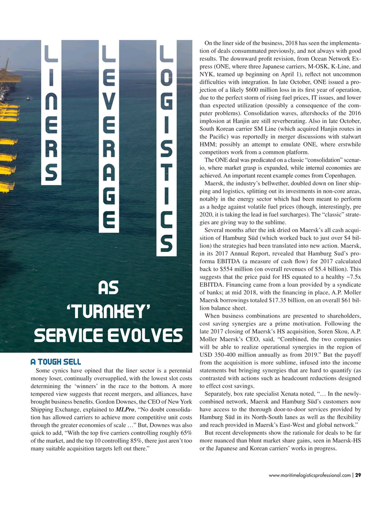 Maritime Logistics Professional Magazine, page 29,  Sep/Oct 2018