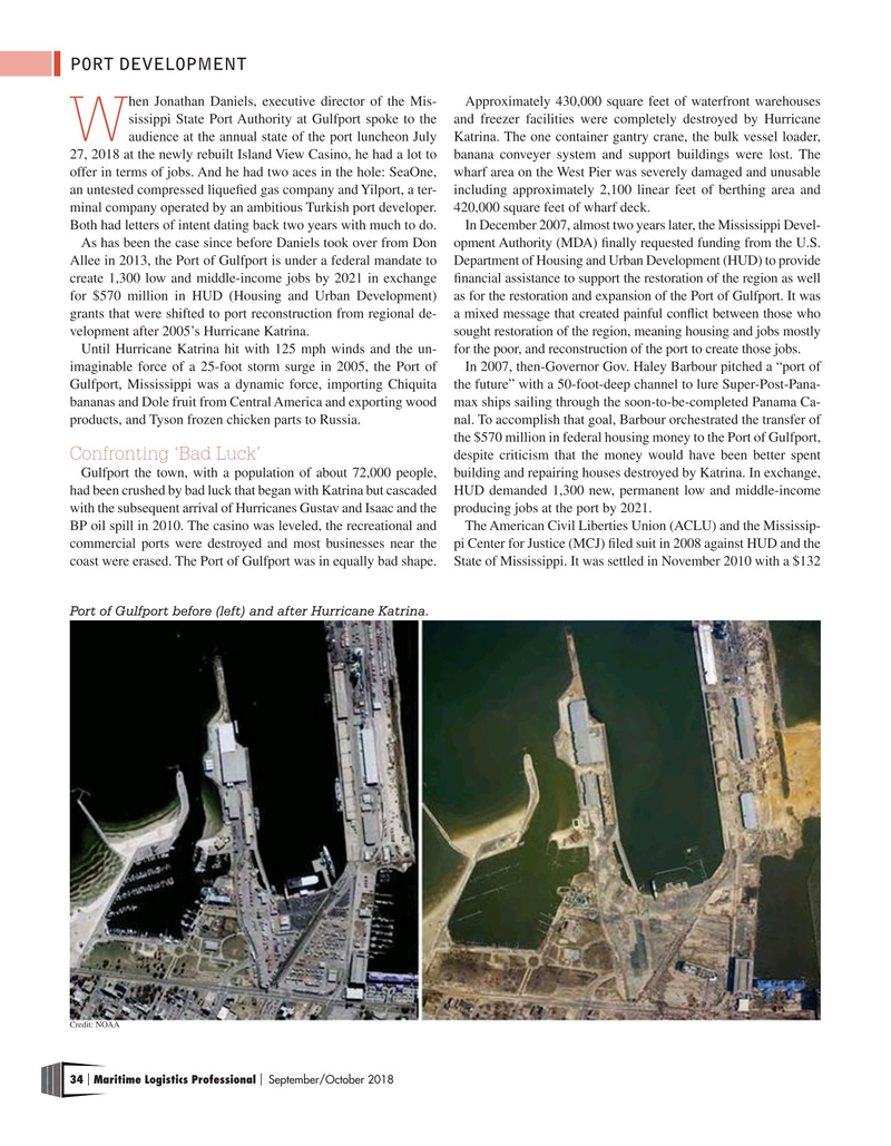 Maritime Logistics Professional Magazine, page 34,  Sep/Oct 2018