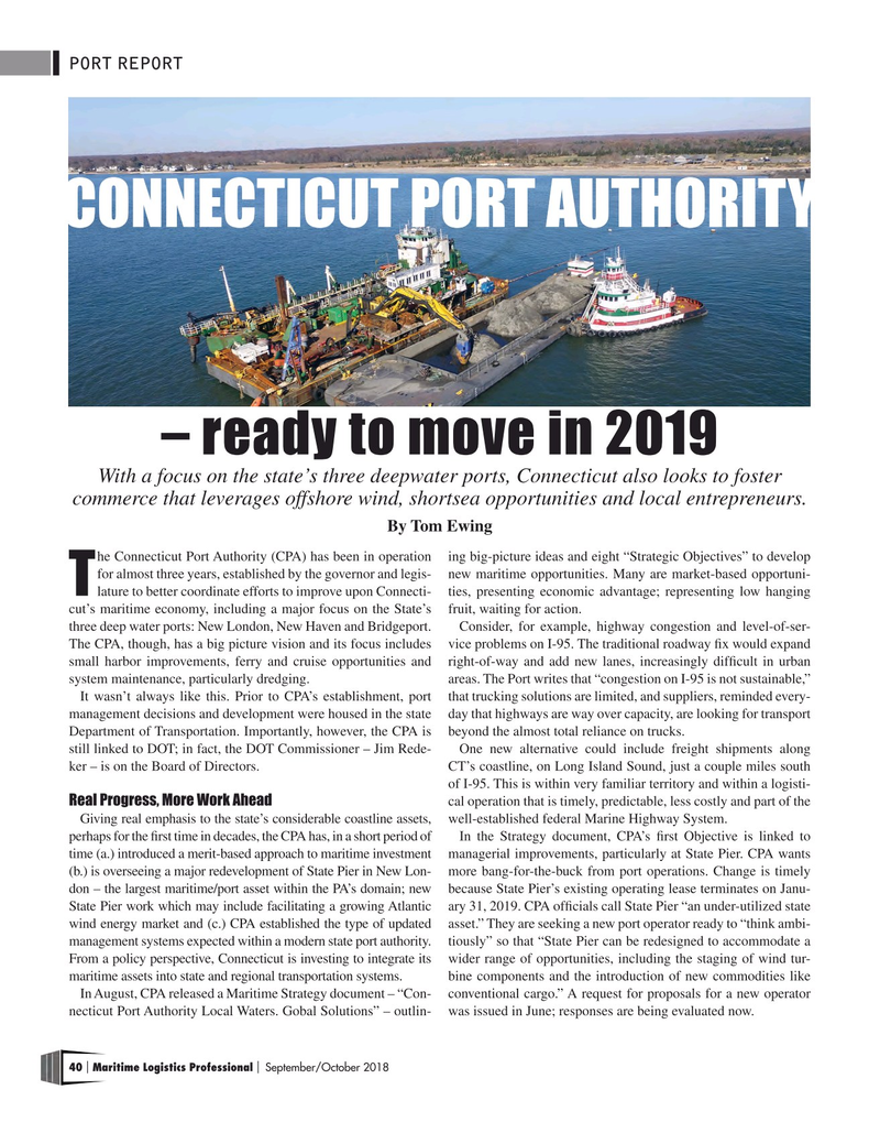 Maritime Logistics Professional Magazine, page 40,  Sep/Oct 2018